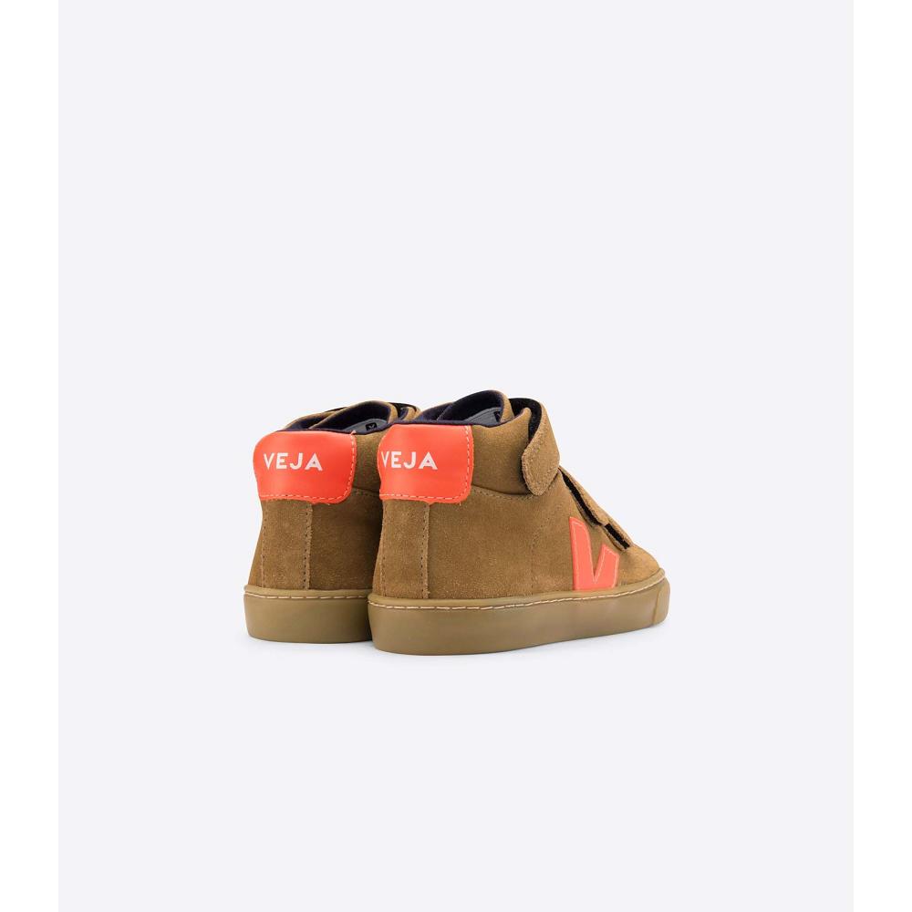 Kids' Veja ESPLAR MID SUEDE High Tops Brown | ZA 679PJJ